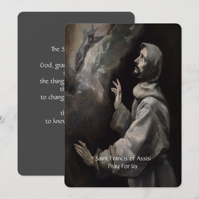 Saint Francis of Assisi Serenity Prayer Holiday Card (Front/Back)