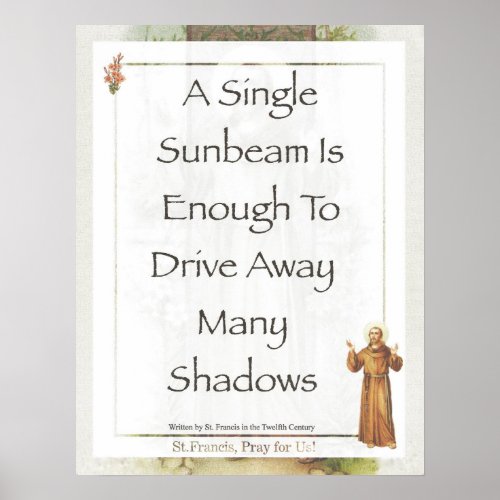 Saint Francis of Assisi Sunbeam PRAYER Poster