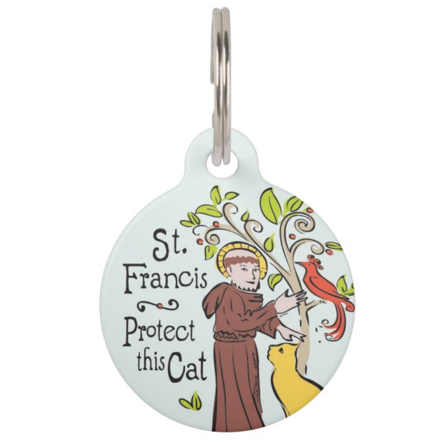 Saint Francis of Assissi Protect This Cat, cat tag (Front)