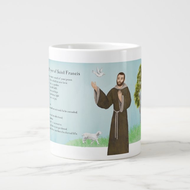Saint Francis Peace Prayer Giant Coffee Mug (Front)