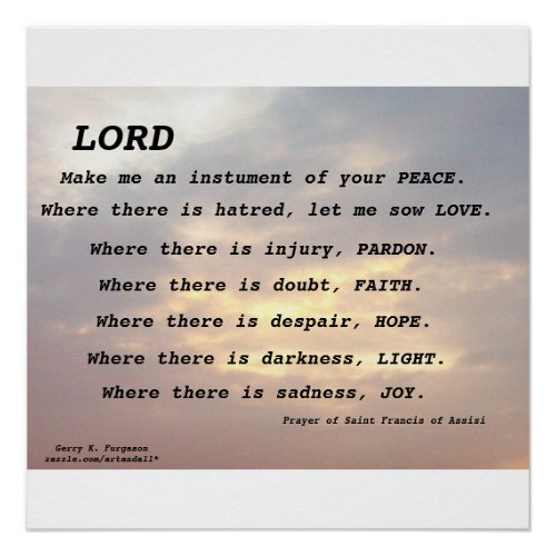 SAINT FRANCIS PRAYER GLOSSY POSTER