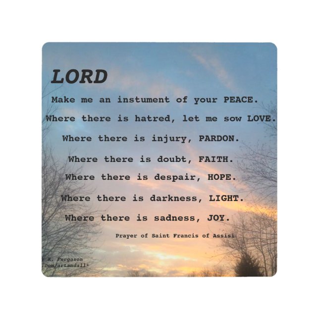 SAINT FRANCIS PRAYER METAL WALL ART PANEL (Front)