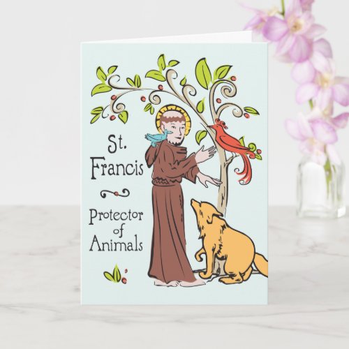 Saint Francis Protector of Animals Card For Dogs