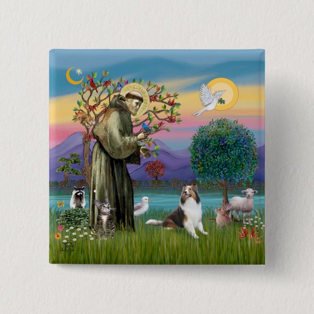 Saint Francis with Animals - custumizable Pinback Button (Front)