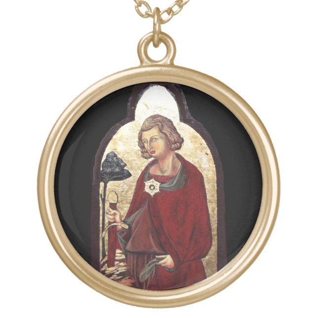 SAINT GALGANO / LEGEND OF THE SWORD IN THE ROCK GOLD PLATED NECKLACE (Front)