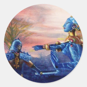 SAINT GEORGE AND ALIEN DRAGON CLASSIC ROUND STICKER