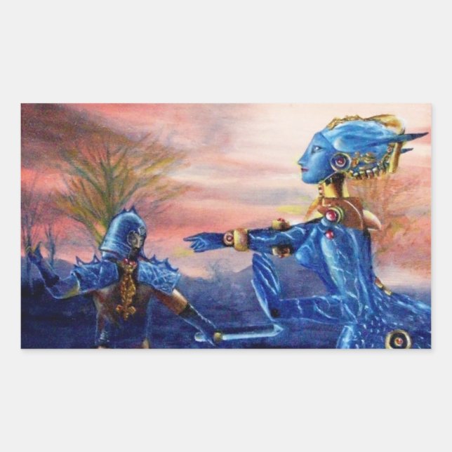 SAINT GEORGE AND ALIEN DRAGON RECTANGULAR STICKER (Front)