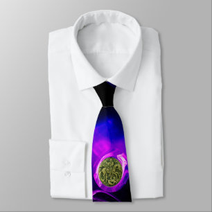 SAINT GEORGE AND DRAGON Blue Purple Fractal Rose Neck Tie