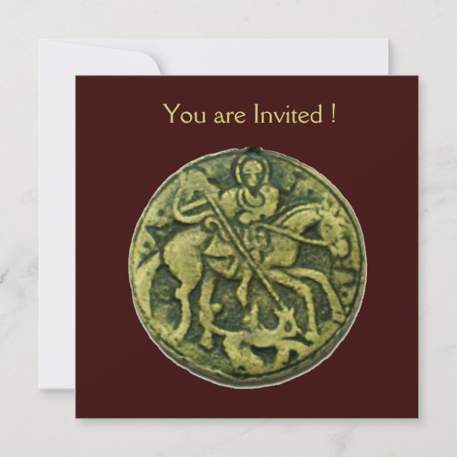 SAINT GEORGE AND DRAGON MEDALLION, brown Invitation (Front)