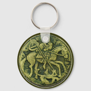 SAINT GEORGE AND DRAGON MEDALLION KEYCHAIN