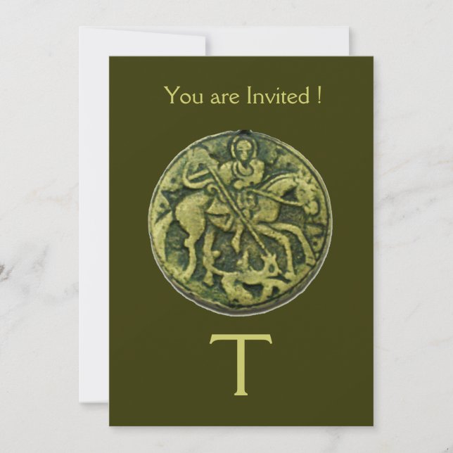 SAINT GEORGE AND DRAGON MEDALLION MONOGRAM INVITATION (Front)