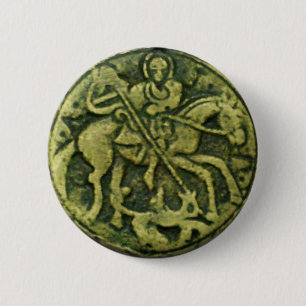 SAINT GEORGE AND DRAGON MEDALLION PINBACK BUTTON