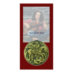 SAINT GEORGE AND DRAGON MEDALLION, red green Card