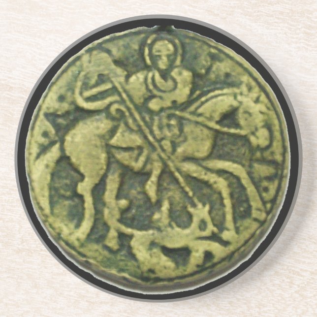 SAINT GEORGE AND DRAGON MEDALLION SANDSTONE COASTER (Front)