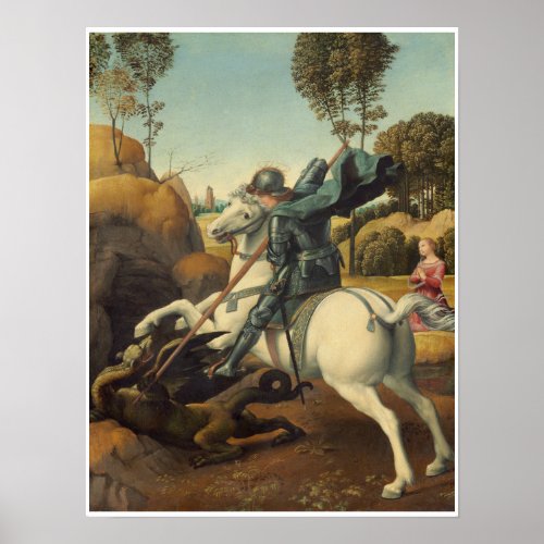 Saint George and Dragon Raphael Sanzio Poster