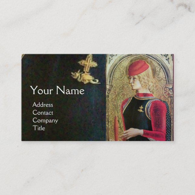 SAINT GEORGE AND DRAGON ,Red,Black,Gold Metallic Business Card (Front)