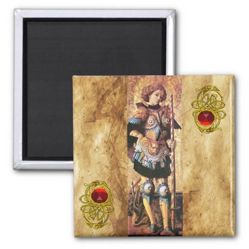 SAINT GEORGE AND DRAGON red ruby Magnet