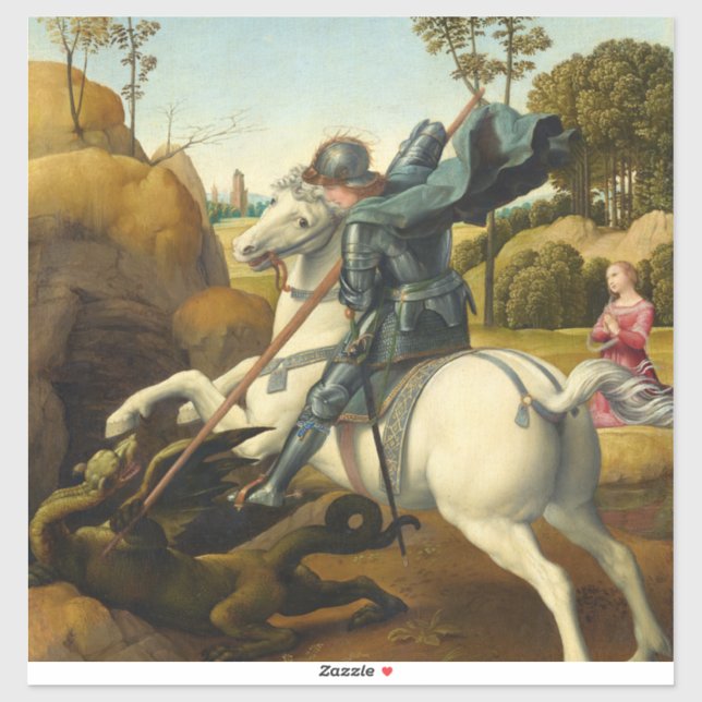 Saint George and the Dragon, 1506 by Raphael Sticker (Sheet)