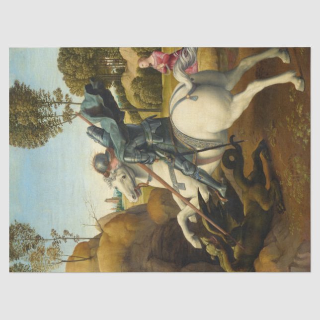 Saint George and the Dragon, 1506 by Raphael Tissue Paper (Front)