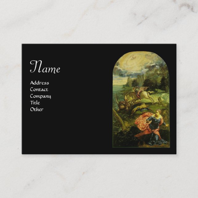 SAINT GEORGE AND THE DRAGON,black Business Card (Front)