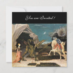 SAINT GEORGE AND THE DRAGON,brown ,blue red black Invitation