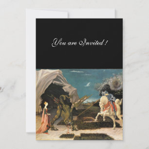 SAINT GEORGE AND THE DRAGON,brown ,blue red black Invitation