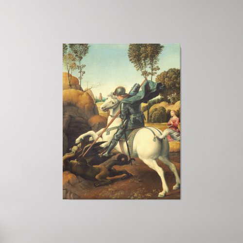 Saint George and the Dragon Raphael Canvas Print