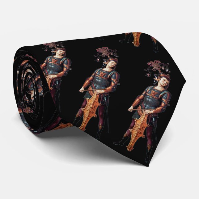 Saint George, Black Pattern Neck Tie (Rolled)