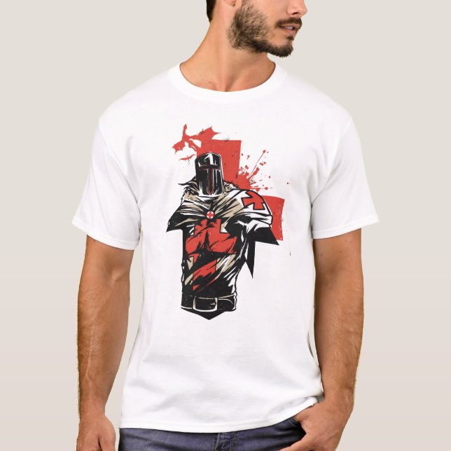 Saint George Christian Crusader Red Cross T-Shirt (Front)