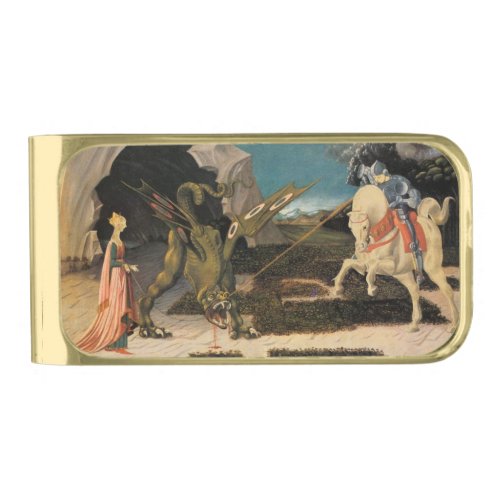 SAINT GEORGE DRAGON AND PRINCESS GOLD FINISH MONEY CLIP