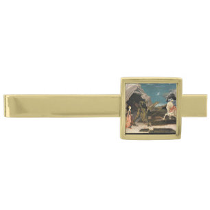 SAINT GEORGE, DRAGON AND PRINCESS GOLD FINISH TIE BAR