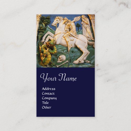 Saint GeorgeDragon and Princess Monogram blue Business Card