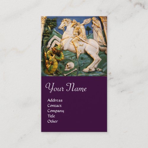 Saint GeorgeDragon and Princess Monogram purple Business Card