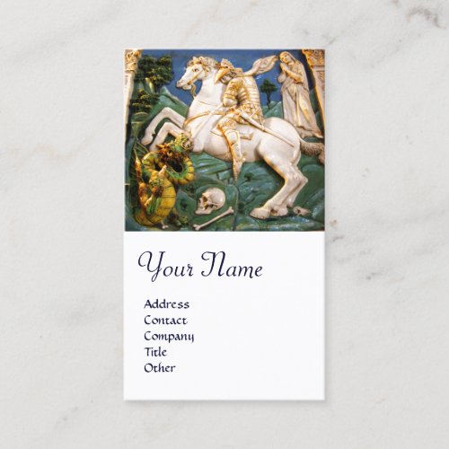 Saint GeorgeDragon and Princess Monogram White Business Card