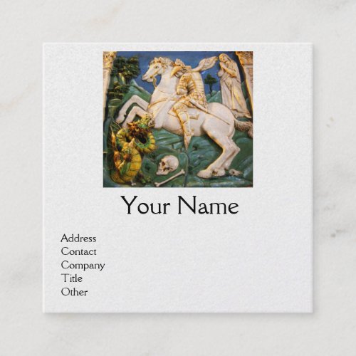 Saint GeorgeDragon and Princess White Pearl Square Business Card