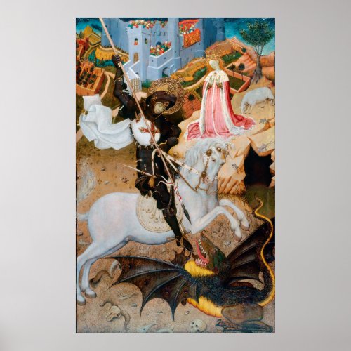 Saint George Killing the Dragon by Martorell 1435 Poster