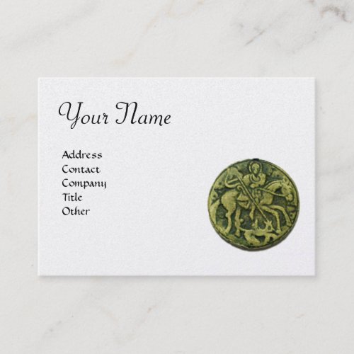 SAINT GEORGE Monogram platinum metallic green Business Card