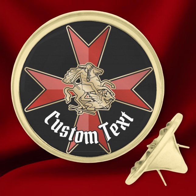 Saint George over Maltese Cross Gold Finish Lapel Pin (Creator Uploaded)