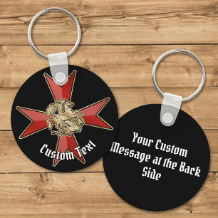 Saint George over Maltese Cross Keychain