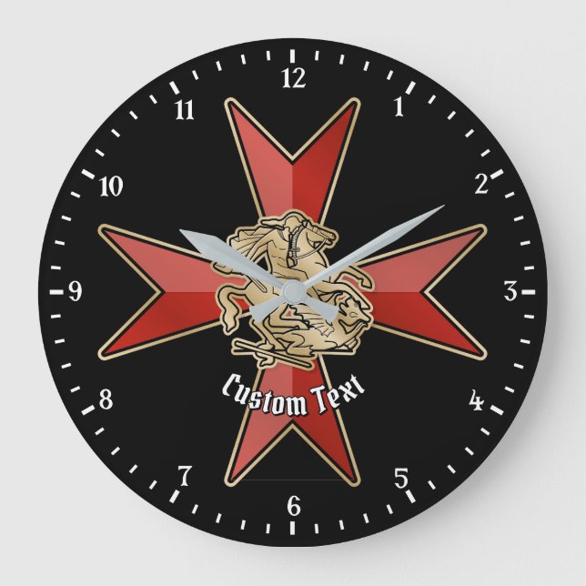Saint George over Maltese Cross Large Clock (Front)