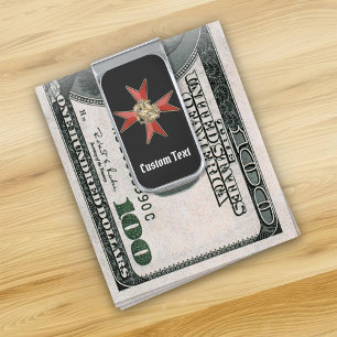 Saint George over Maltese Cross Silver Finish Money Clip