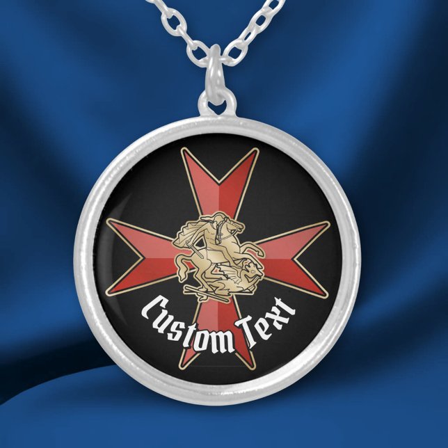 Saint George over Maltese Cross Silver Plated Necklace (Creator Uploaded)
