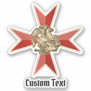 Saint George over Maltese Cross Sticker