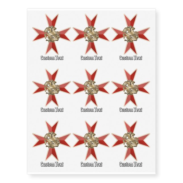 Saint George over Maltese Cross Temporary Tattoos (Front)
