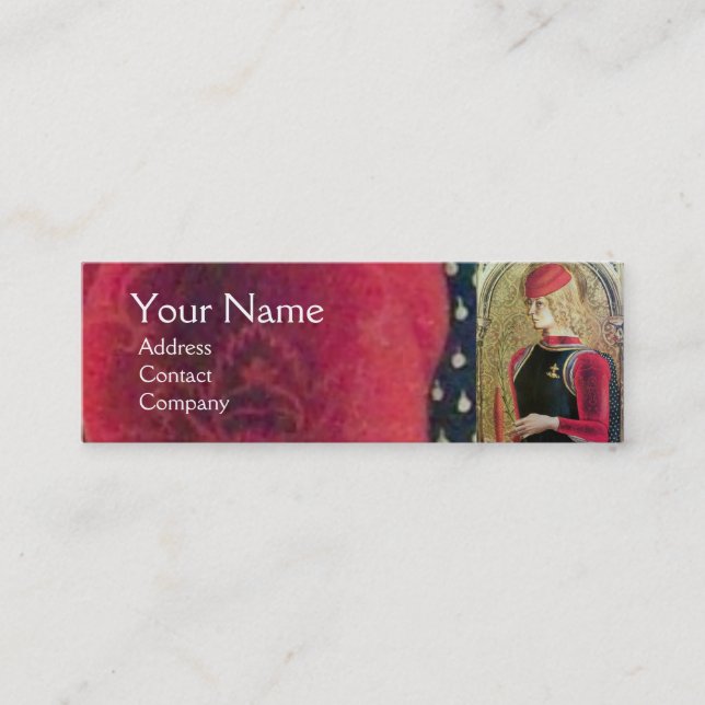 SAINT GEORGE PORTRAIT ,Red,Black,Gold Yellow Mini Business Card (Front)