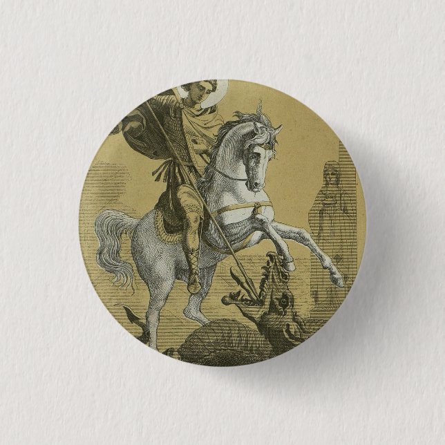 Saint George – Premium "Sunburst Gold" Art Button (Front)