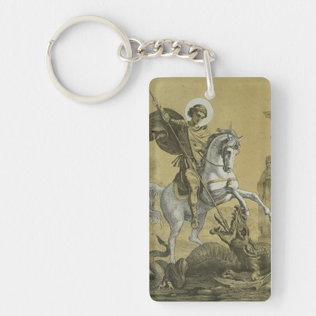 Saint George – Premium "Sunburst Gold" Art Keychain (Front)