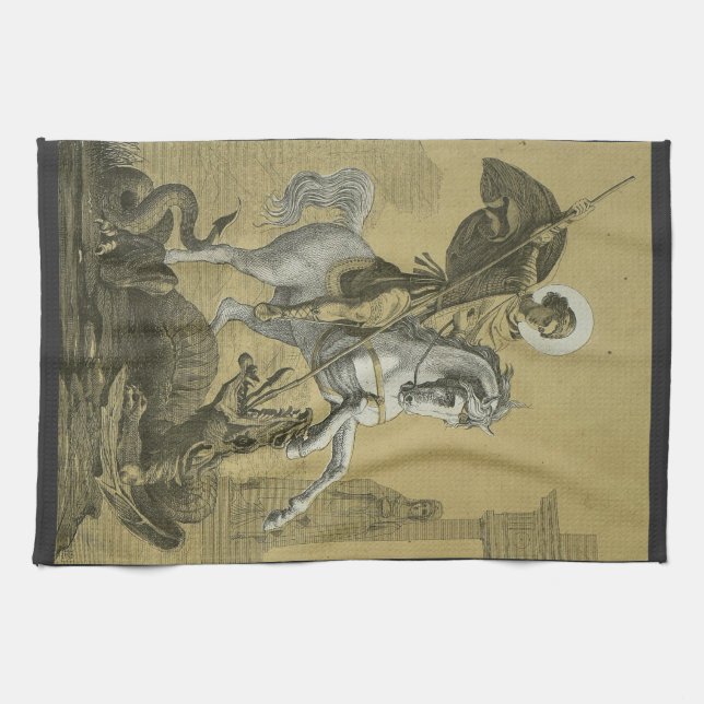 Saint George – Premium "Sunburst Gold" Art Kitchen Towel (Horizontal)