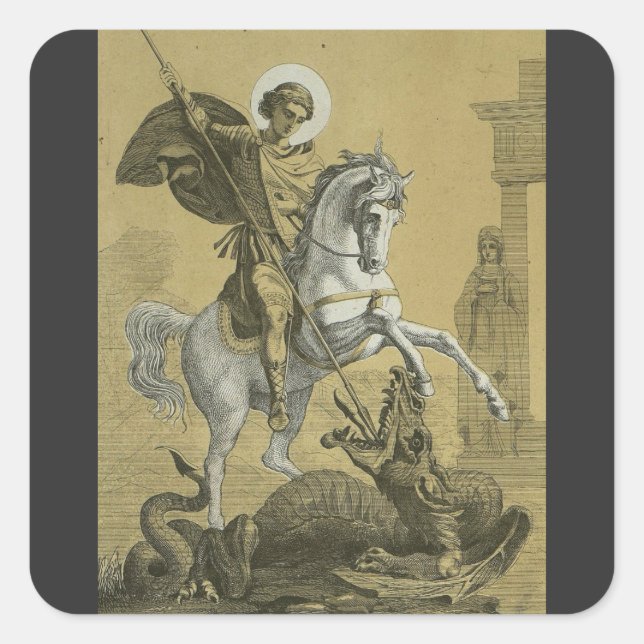 Saint George – Premium "Sunburst Gold" Art Square Sticker (Front)