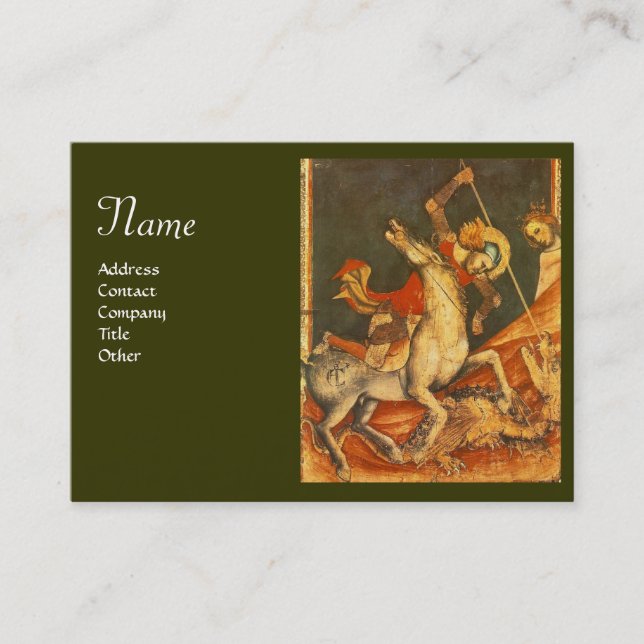 Saint George 's Battle with the Dragon Monogram Business Card (Front)